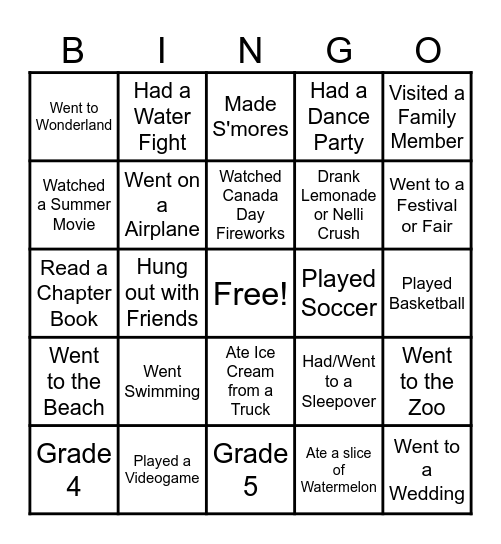 Welcome Back Bingo! Bingo Card