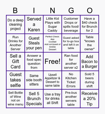 Brunch Bingo Card