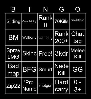 pf bingo Card