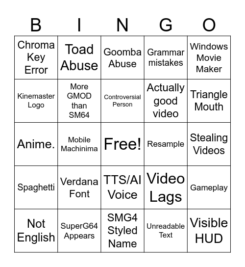 SM64 Blooper Bingo Card