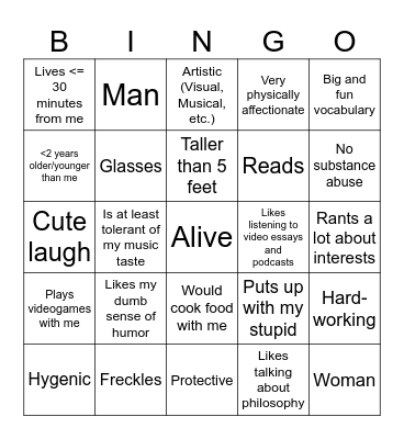 Are you Anthony's type? Bingo Card