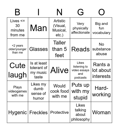 Are you Anthony's type? Bingo Card