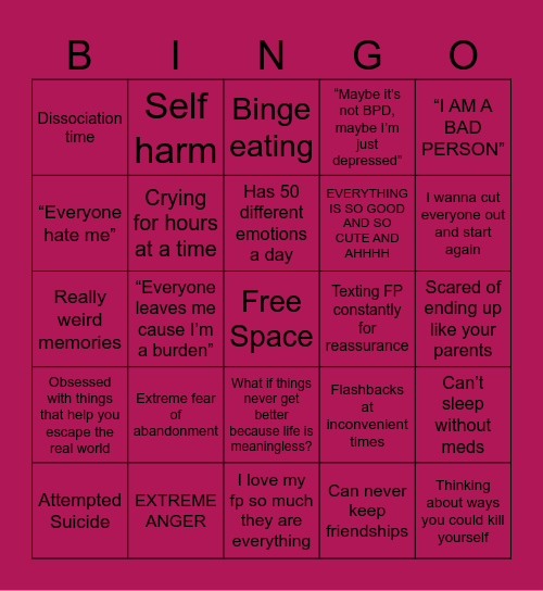 BPD BINGO Card