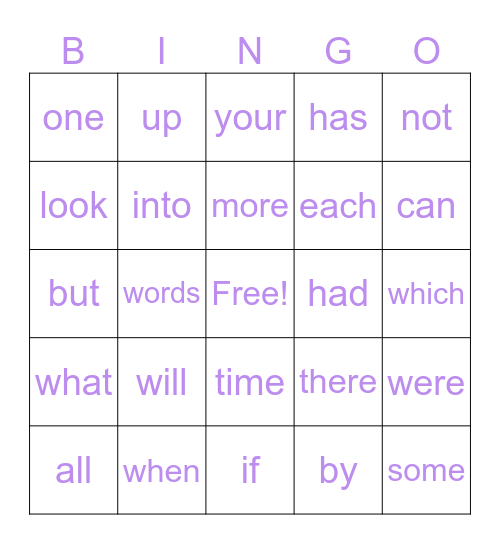 Year 1 - 1 Bingo Card