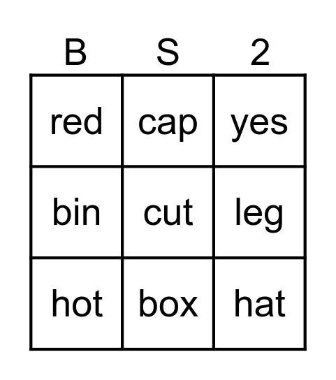 CVC: BS2 U8-12 Bingo Card