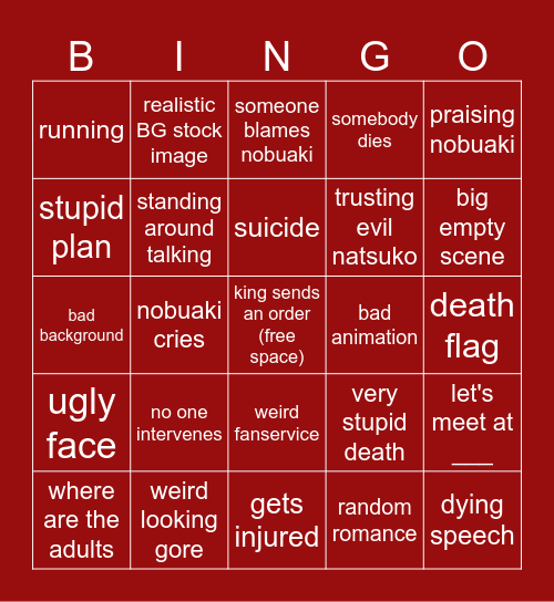 ousama game 2.0 Bingo Card