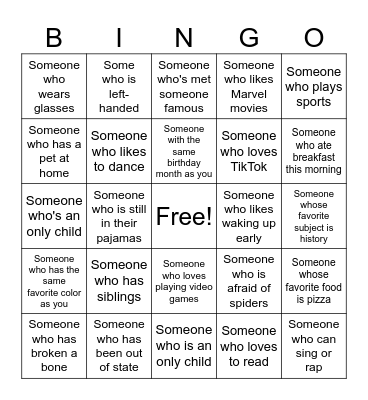 Human Bingo Card