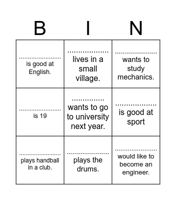 People bingo Card