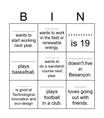 People Bingo Card