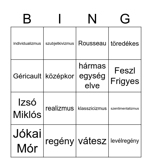ROMANATIKA Bingo Card