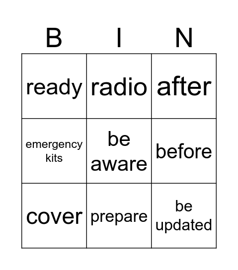 volcano bingo Card