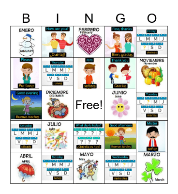 Calendario - Saludos Bingo Card