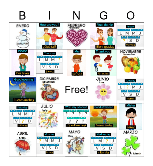 Calendario - Saludos Bingo Card