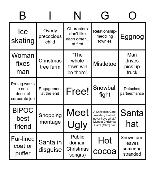 Christmas Movie Bingo Card