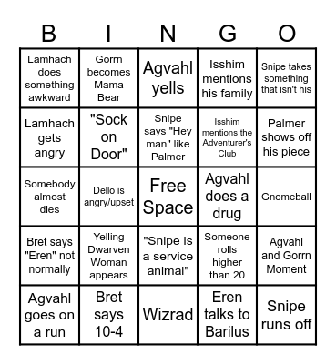 Delinquents Bingo Card