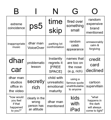 Dhar Man Bingo v2 (real) Bingo Card