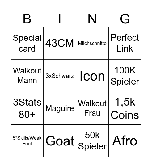 FUT Bingo Card