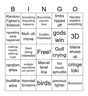 Record of Ragnarok Bingo Card