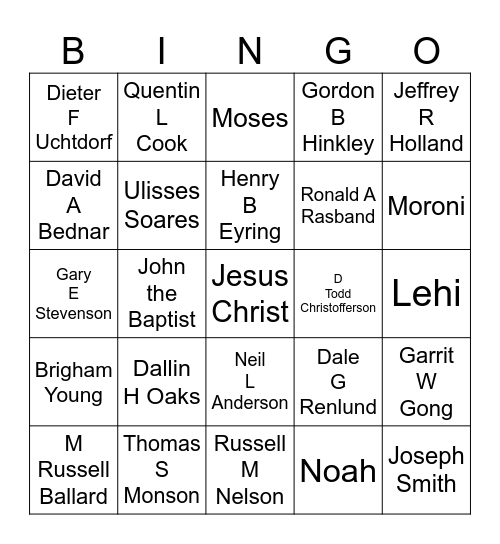 Conference Leader Bingo Card