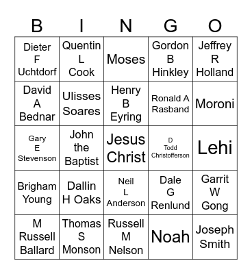 Conference Leader Bingo Card
