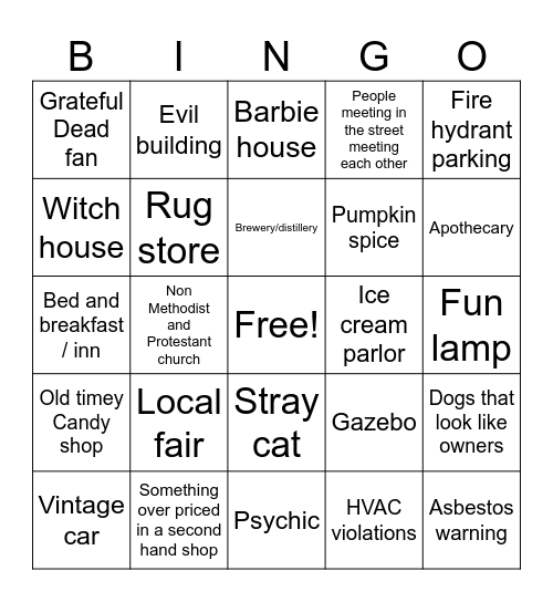 Hudson Bingo Card