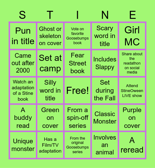 Stine-O-Ween Bingo Card