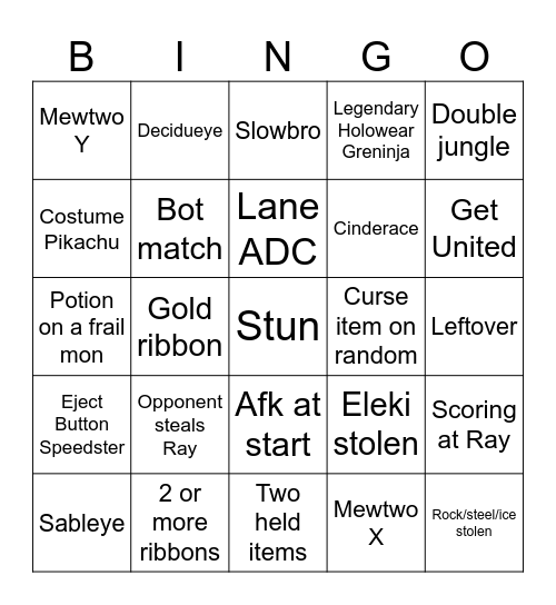 Unite Standard Bingo Card