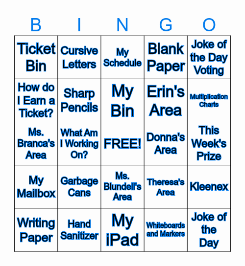 Getting to Know Our Classroom Bingo Card