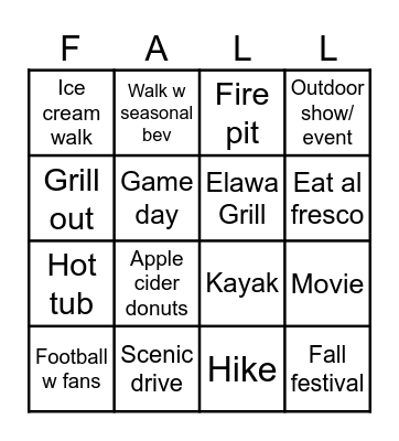 Fall Fun! Bingo Card