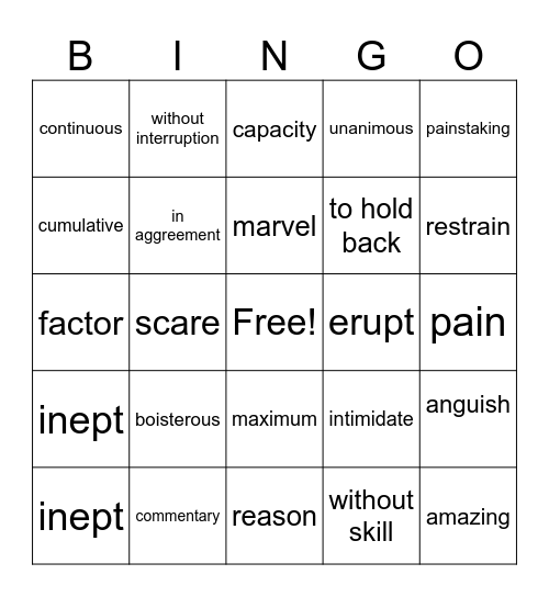 Bottom of the 9th Bingo Card