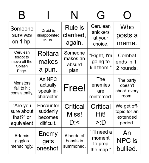 Darhollow Bingo Card Bingo Card