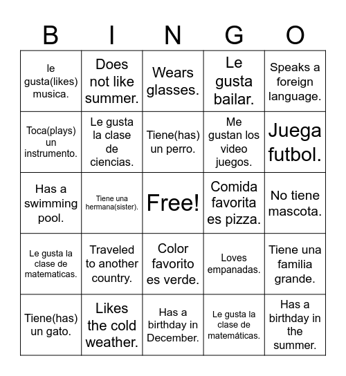 Busca a alguien que......./Look for someone that..... Bingo Card