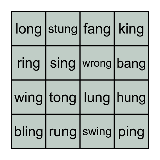-ng sound Bingo Card