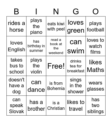 Get to know each other! Find someone who... Bingo Card
