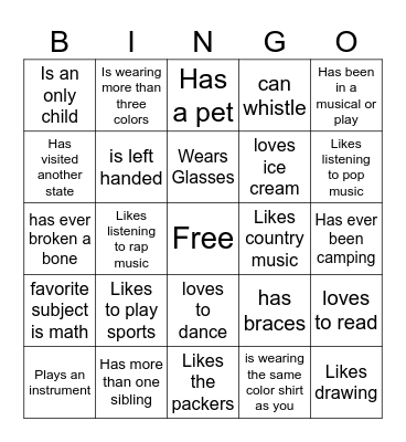 Find Someone Who: Bingo Card