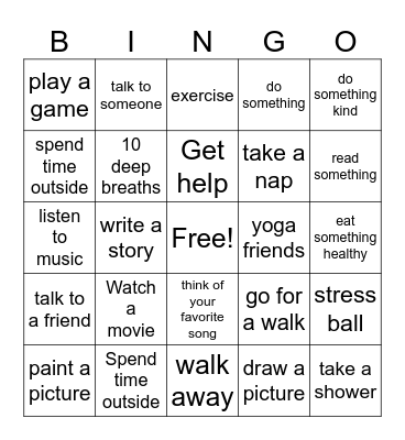 Coping Skills! Bingo Card