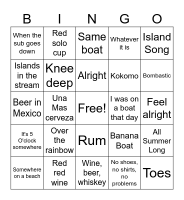 Island Time Bingo Card