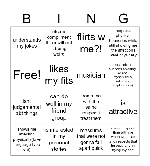 sari romanticinterest bingoT Bingo Card