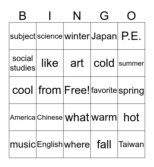 HK8 L1.2 Bingo Card