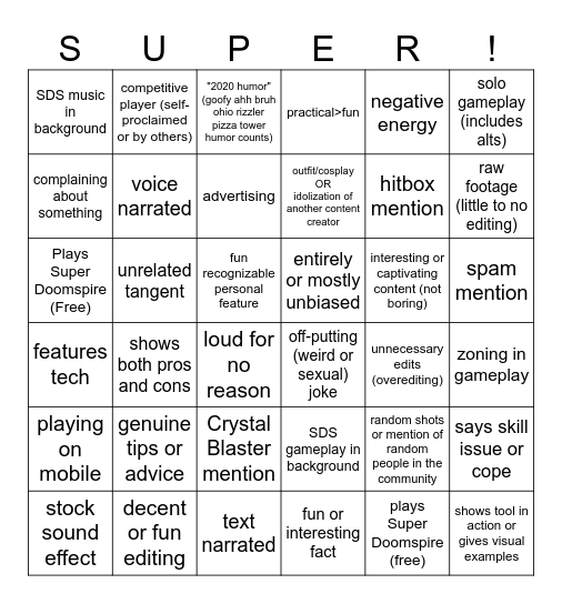 sds bingo Card