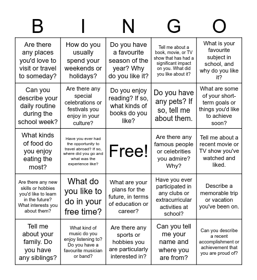 Untitled Bingo Card