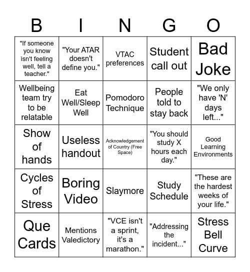 Study Bingo Card