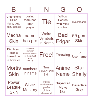 Brawl Stars Bingo Card