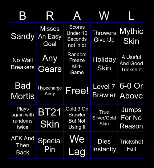BRAWL BALL STARS Bingo Card