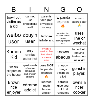 get 2 know e/o uncomfortably well (cc edition) Bingo Card