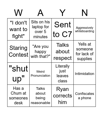 Hawtrey Bongod Bingo Card