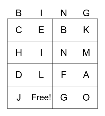 ABC BINGO Card