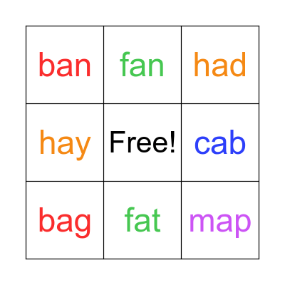 a Phonics Bingo Card