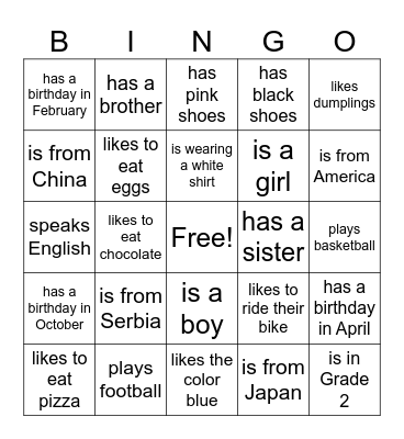 Find someone who... Bingo Card