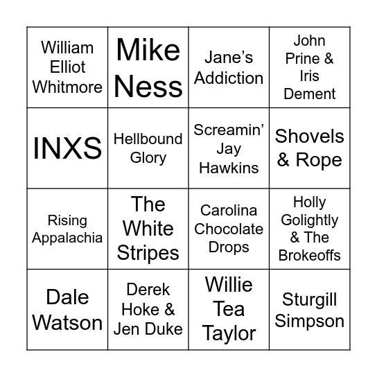 Boogie Down Bingo Game #2 Bingo Card